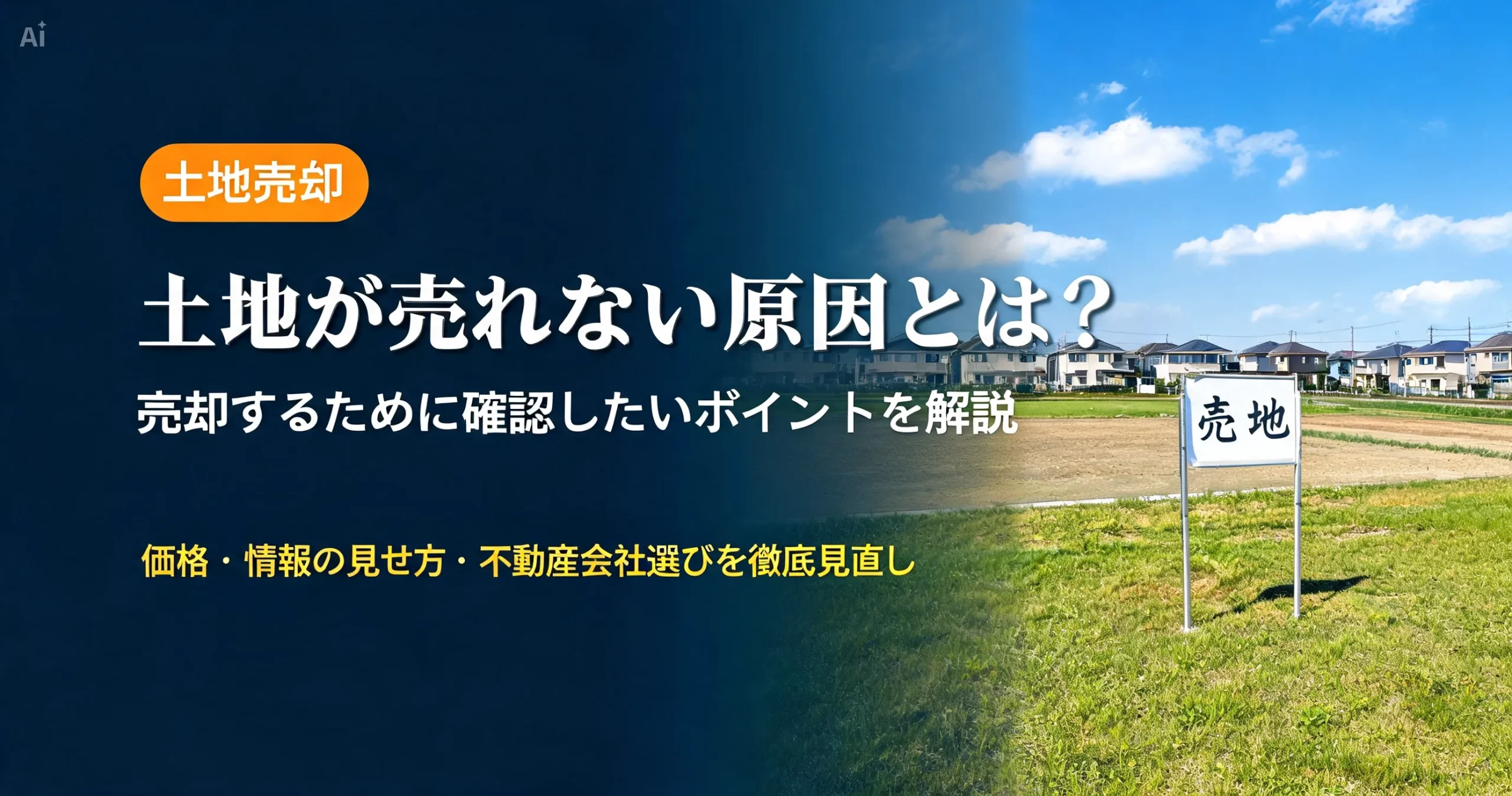 土地が売れない原因とは?土地売却で確認したい価格・情報の見せ方・不動産会社選びを解説するアイキャッチ画像